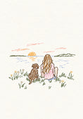 Load image into Gallery viewer, Girl and Dog Watching Sunset Friendship Card for Her
