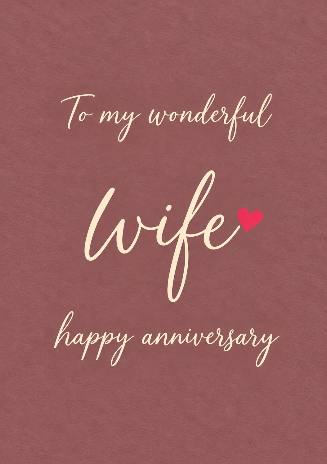 Elegant Script Wife 1st Anniversary Card for Her