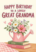 Load image into Gallery viewer, Pink Watering Can Floral Great Grandma Birthday Card for Her
