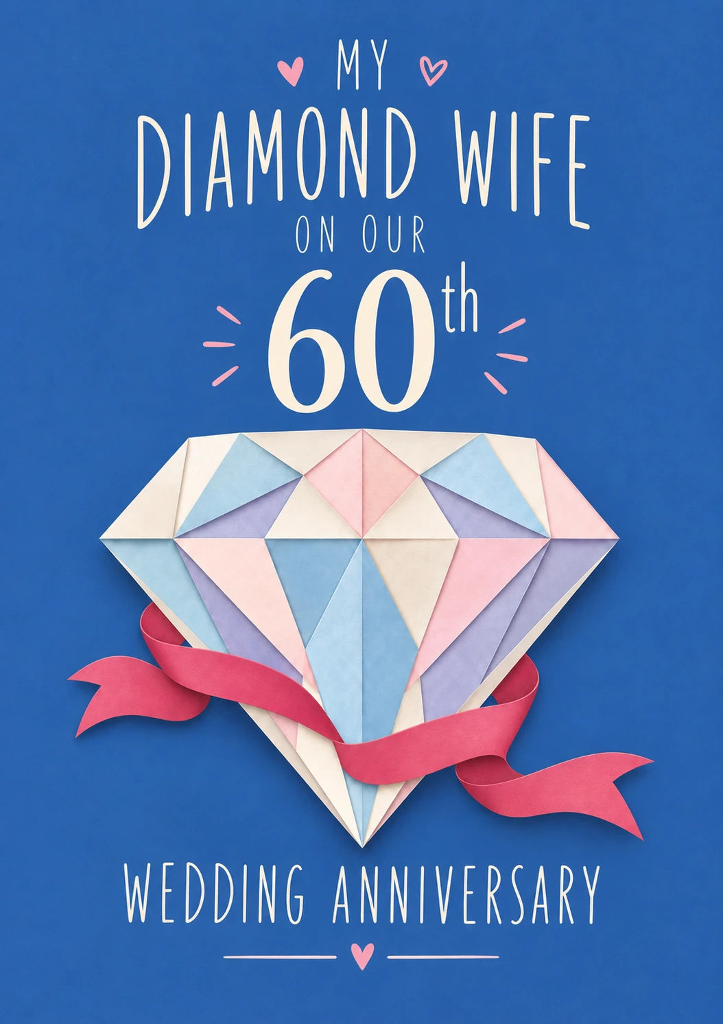 Diamond Gem Origami 60th Anniversary Card for Her