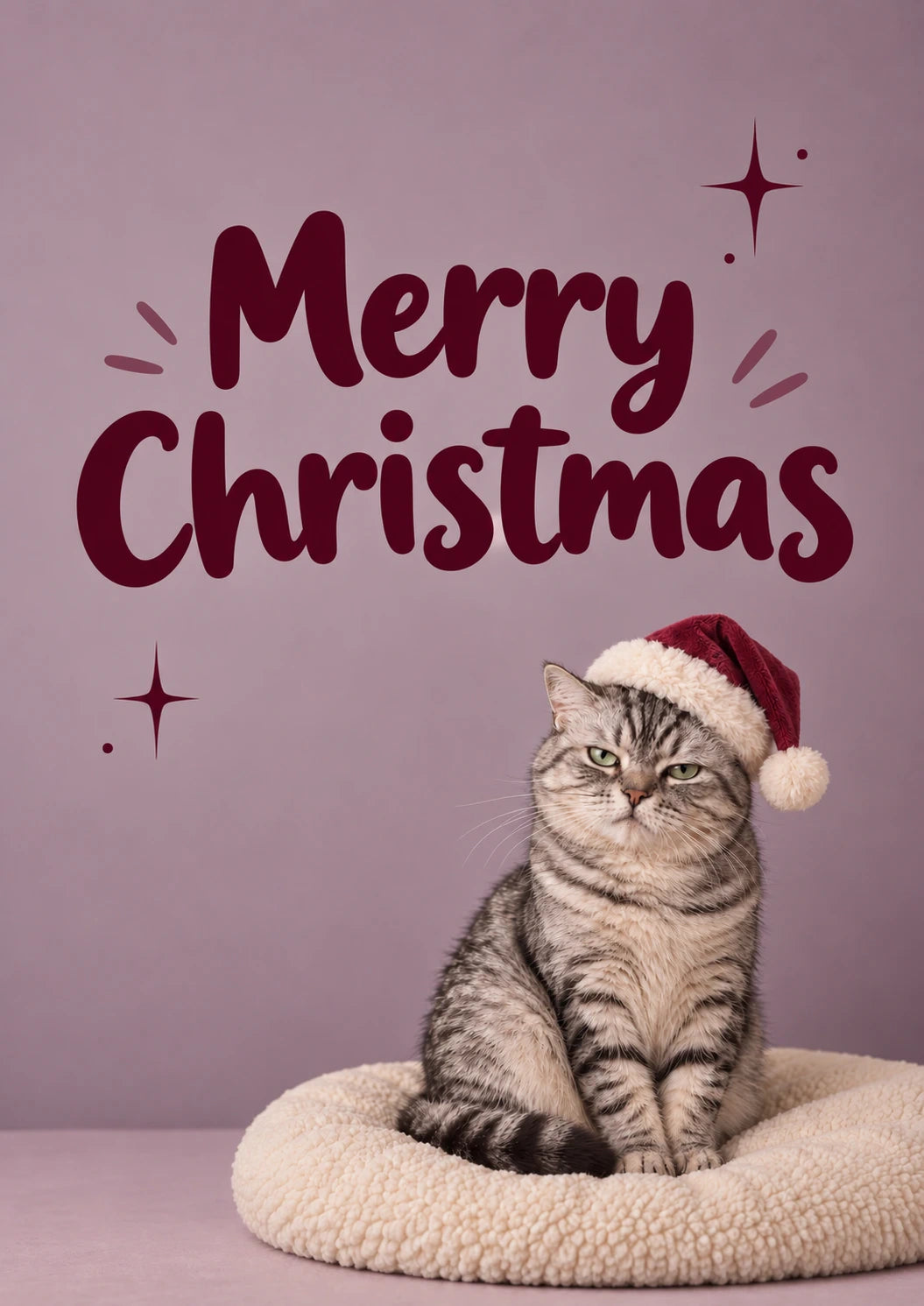 Funny Grumpy Cat in Santa Hat Christmas Card for Friend