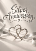 Load image into Gallery viewer, Silver Interlinked Hearts 25th Anniversary Card for Her
