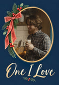 Load image into Gallery viewer, Gold Wreath One I Love Photo Upload Christmas Card for Him
