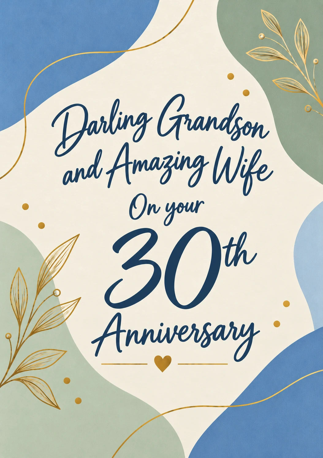 Darling Grandson and Wife Pearl 30th Anniversary Card