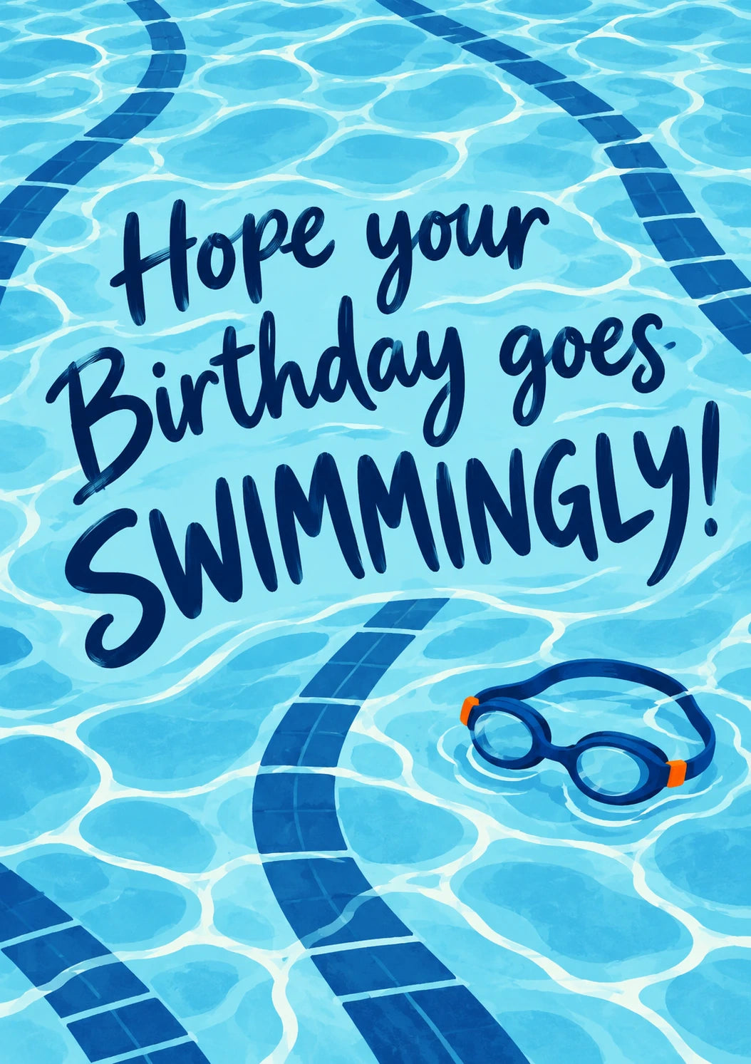 Funny Swimming Pool Goggles Goes Swimmingly Birthday Card