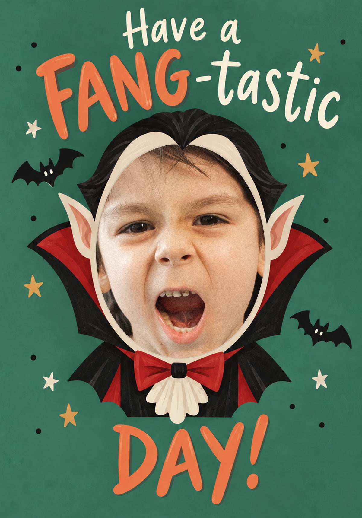 Funny Vampire Fang-Tastic Photo Upload Halloween Card