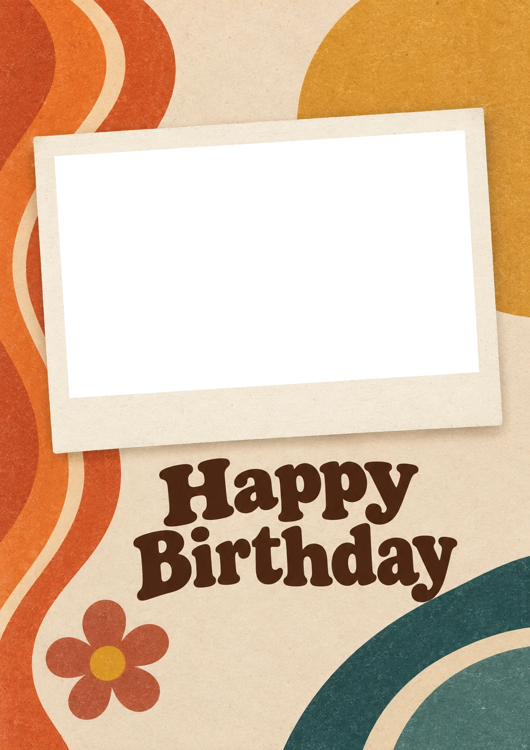 Retro Groovy Photo Upload Birthday Card for Her