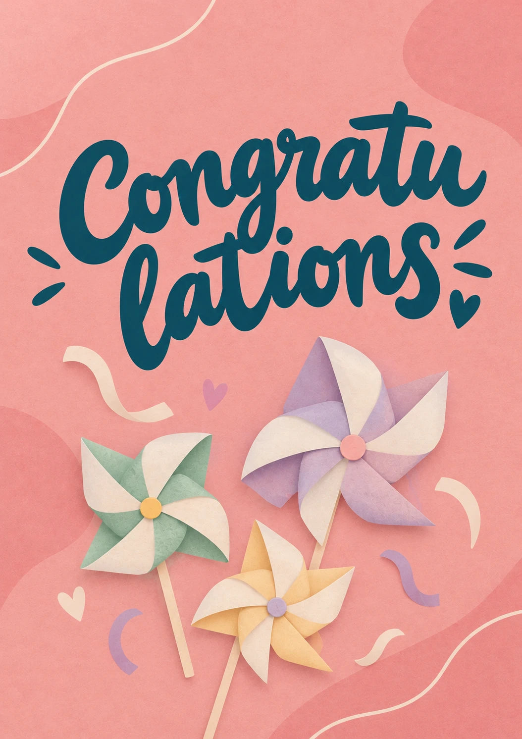 Pastel Pinwheel Confetti New Baby Card for Cousin