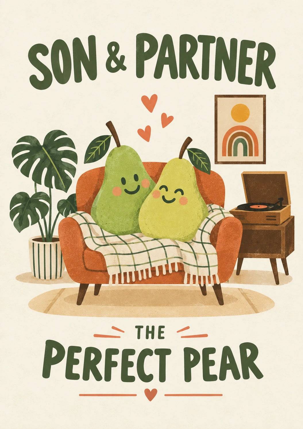 Funny Perfect Pear Couple Son & Partner Anniversary Card