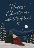 Load image into Gallery viewer, Couple Stargazing Winter Scene Christmas Card for Him
