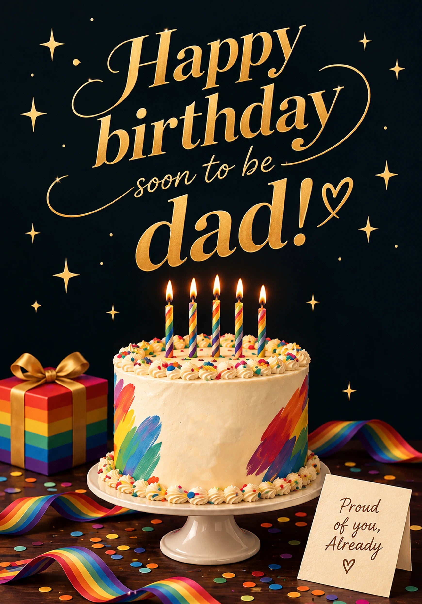 Rainbow Soon To Be Dad Birthday Card for Him