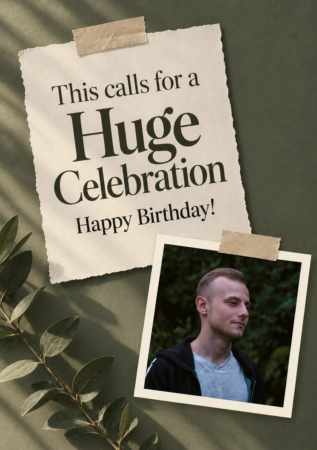 Huge Celebration Torn Paper Photo Upload Birthday Card for Him