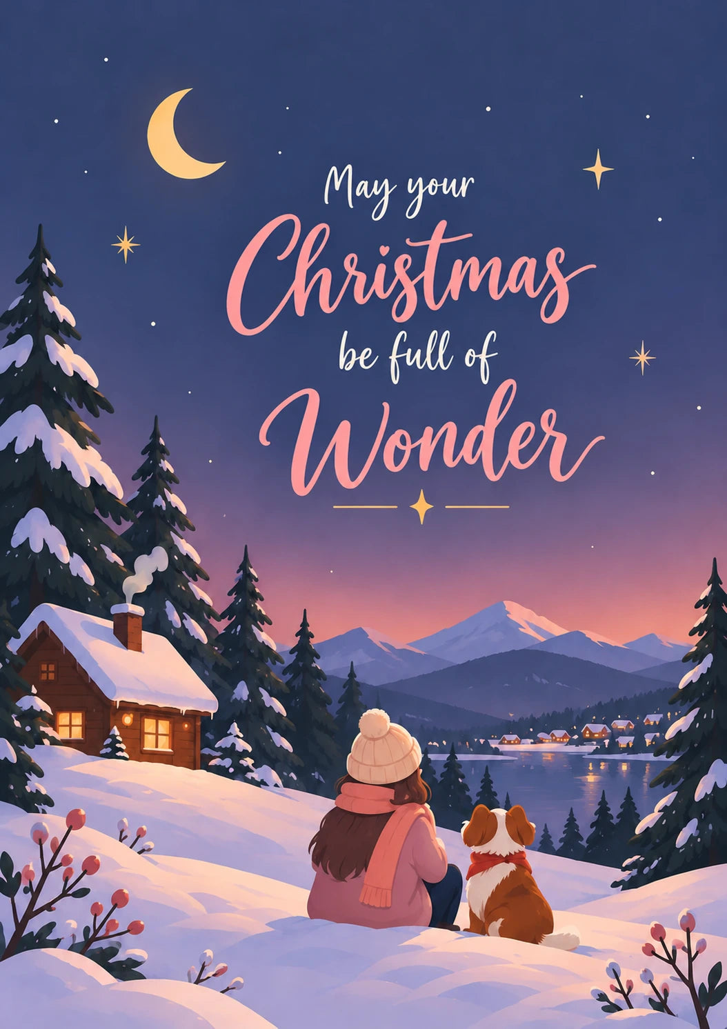 Uplifting Winter Wonder Scene Christmas Card for Parents
