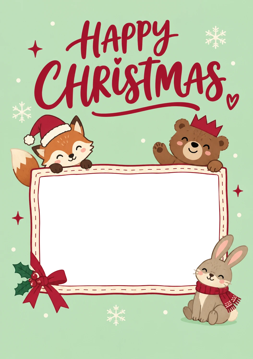 Woodland Animals Photo Upload Christmas Card for Him