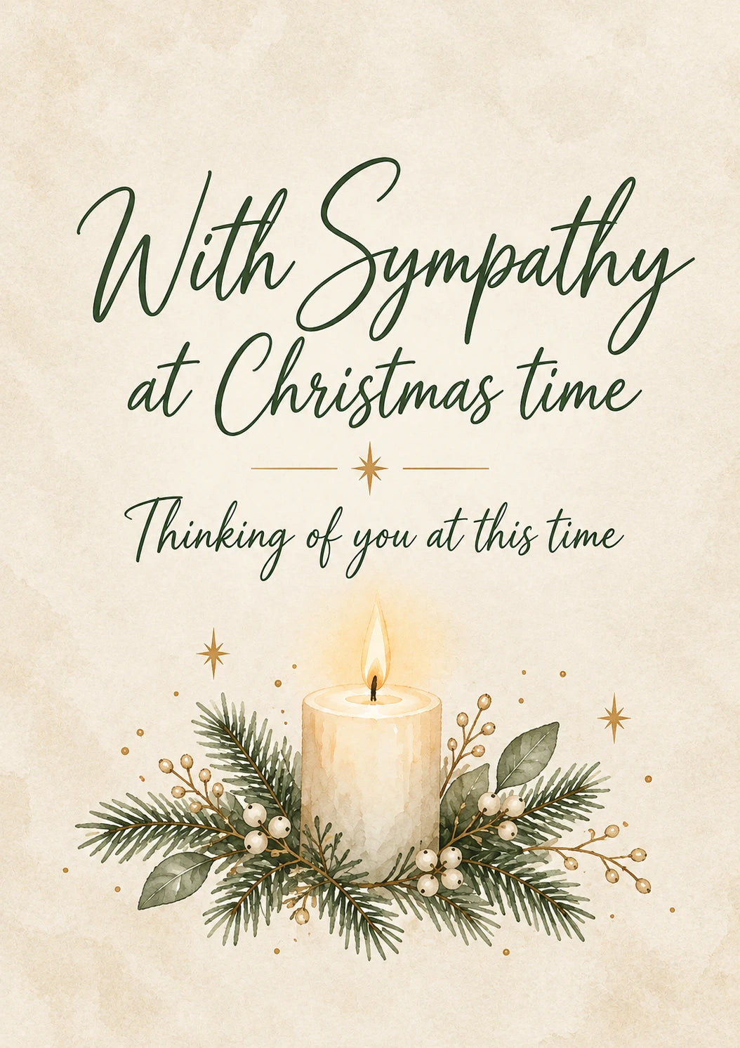 Sympathy Candle Greenery Christmas Card for Niece