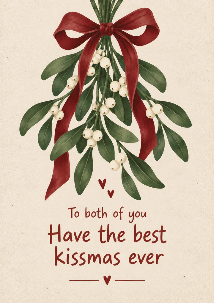 Funny Mistletoe Kissmas Couple Christmas Card