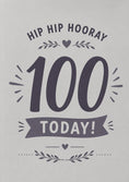 Load image into Gallery viewer, Hip Hip Hooray Dark Grey 100th Birthday Card
