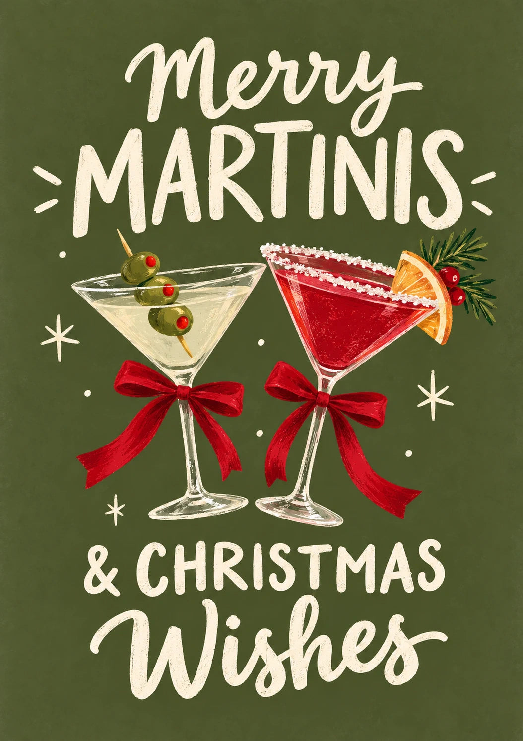Funny Merry Martinis & Christmas Wishes Christmas Card