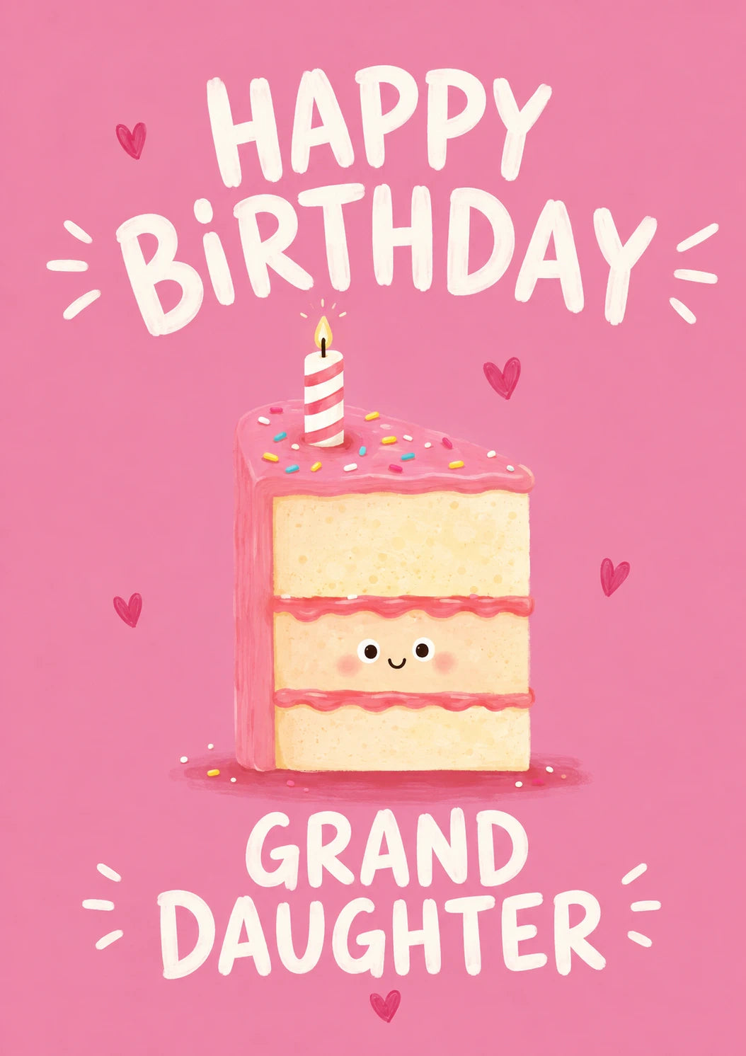 Cute Pink Cake Slice Granddaughter Birthday Card for Her