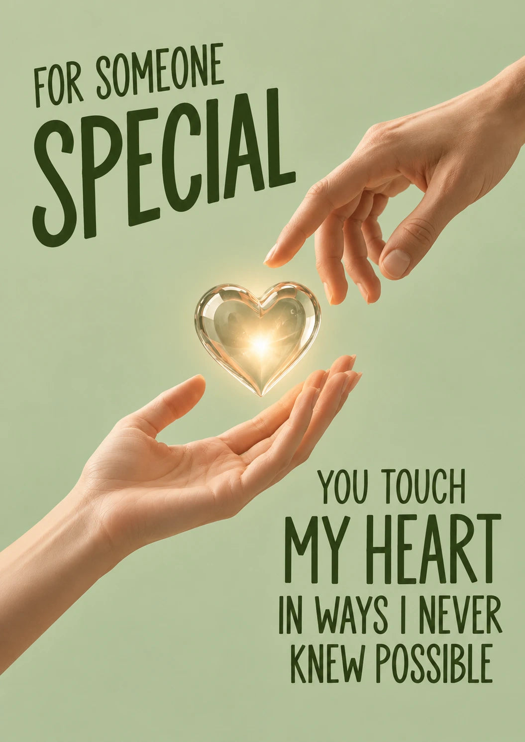 Glowing Crystal Heart Valentine's Day Card for Fiancee