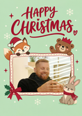 Load image into Gallery viewer, Woodland Animals Photo Upload Christmas Card for Him
