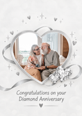 Load image into Gallery viewer, Silver Heart Diamond Photo Upload 60th Anniversary Card for Parents
