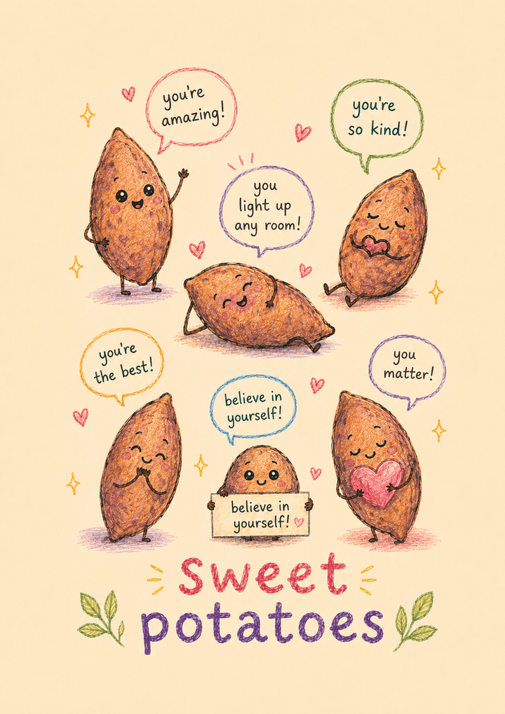 Funny Sweet Potatoes Compliments Birthday Card