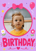 Load image into Gallery viewer, Pink Bow and Balloon Photo Upload Birthday Card for Her
