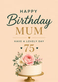 Load image into Gallery viewer, Floral Cake 75th Birthday Card for Her
