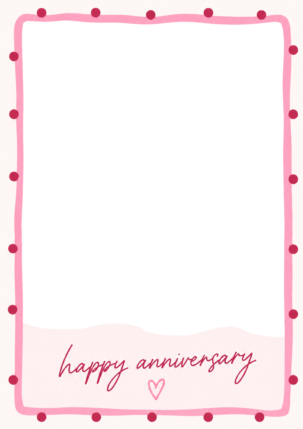 Pink Dotty Border Photo Upload Anniversary Card for Her