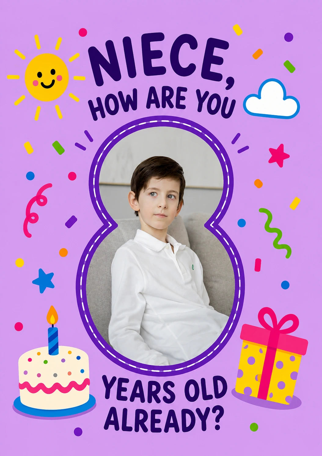 Funny Niece How Are You 8 Years Old Photo Upload Birthday Card