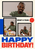 Load image into Gallery viewer, What a Year Bold Geometric Photo Upload Birthday Card
