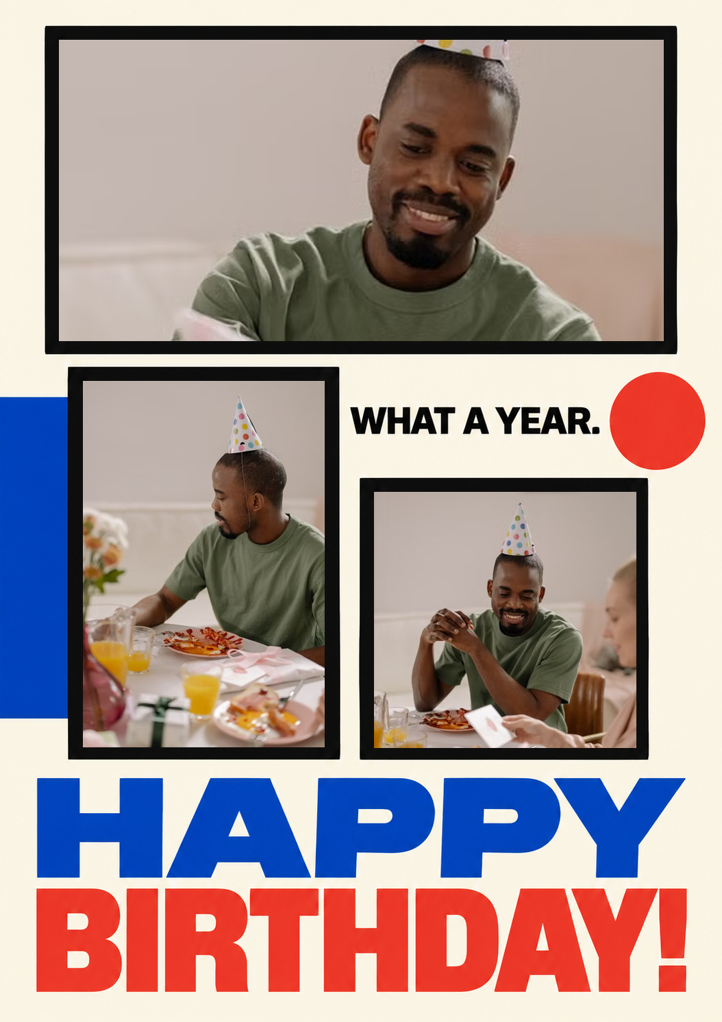 What a Year Bold Geometric Photo Upload Birthday Card