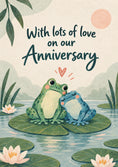Load image into Gallery viewer, Cute Frogs on Lily Pad Anniversary Card for Him
