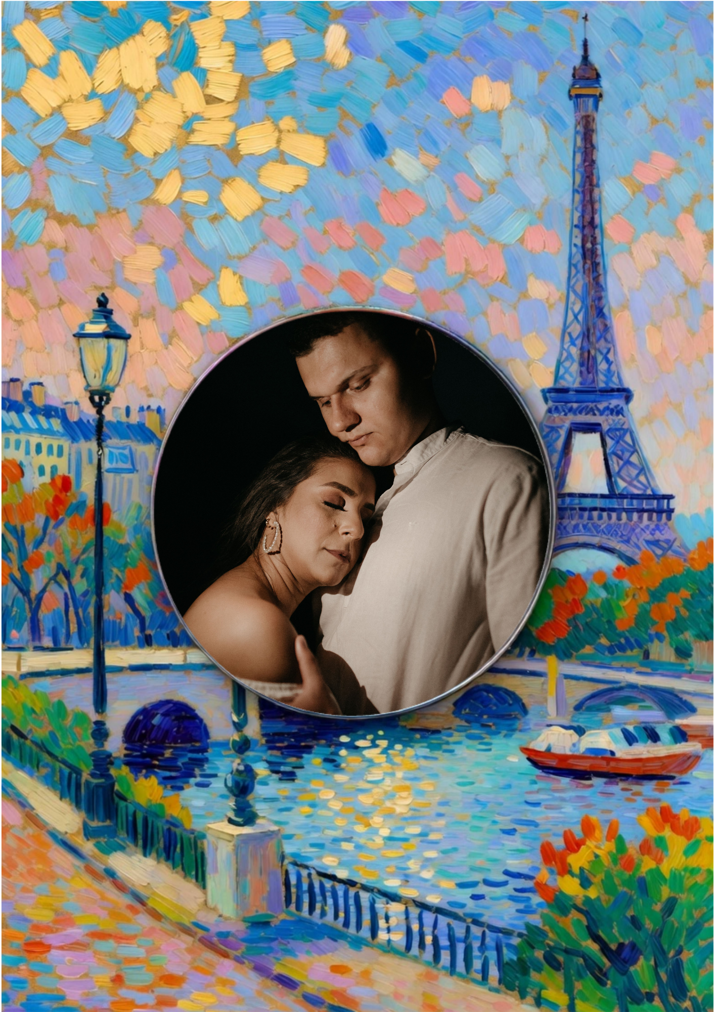 Romantic Paris Keepsake Photo Upload Anniversary Card
