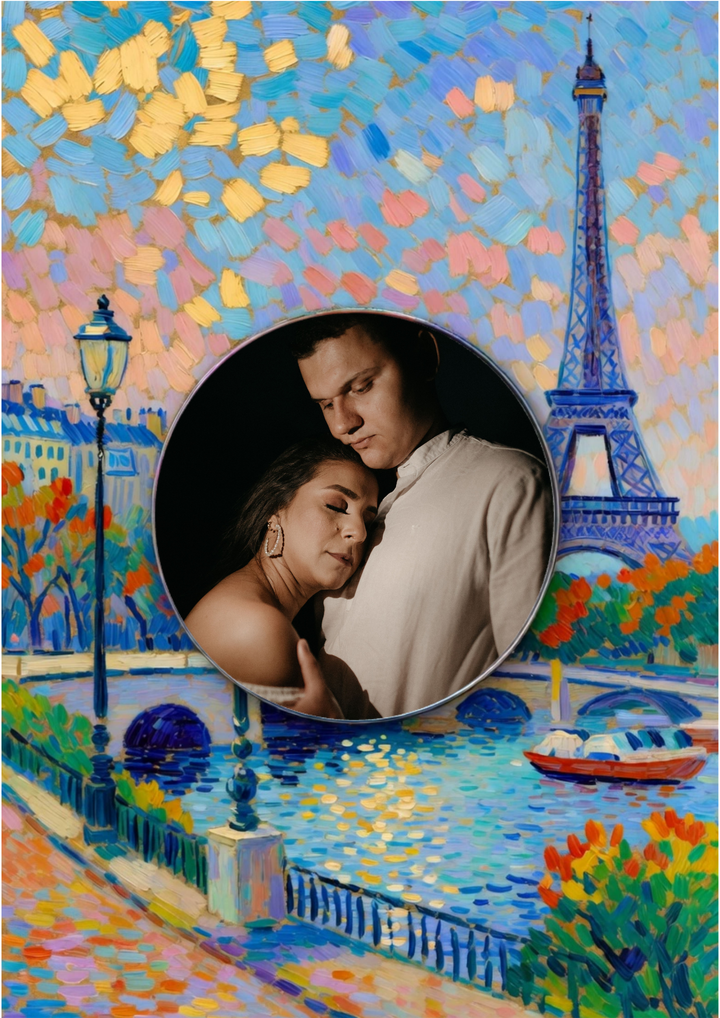 Romantic Paris Keepsake Photo Upload Anniversary Card
