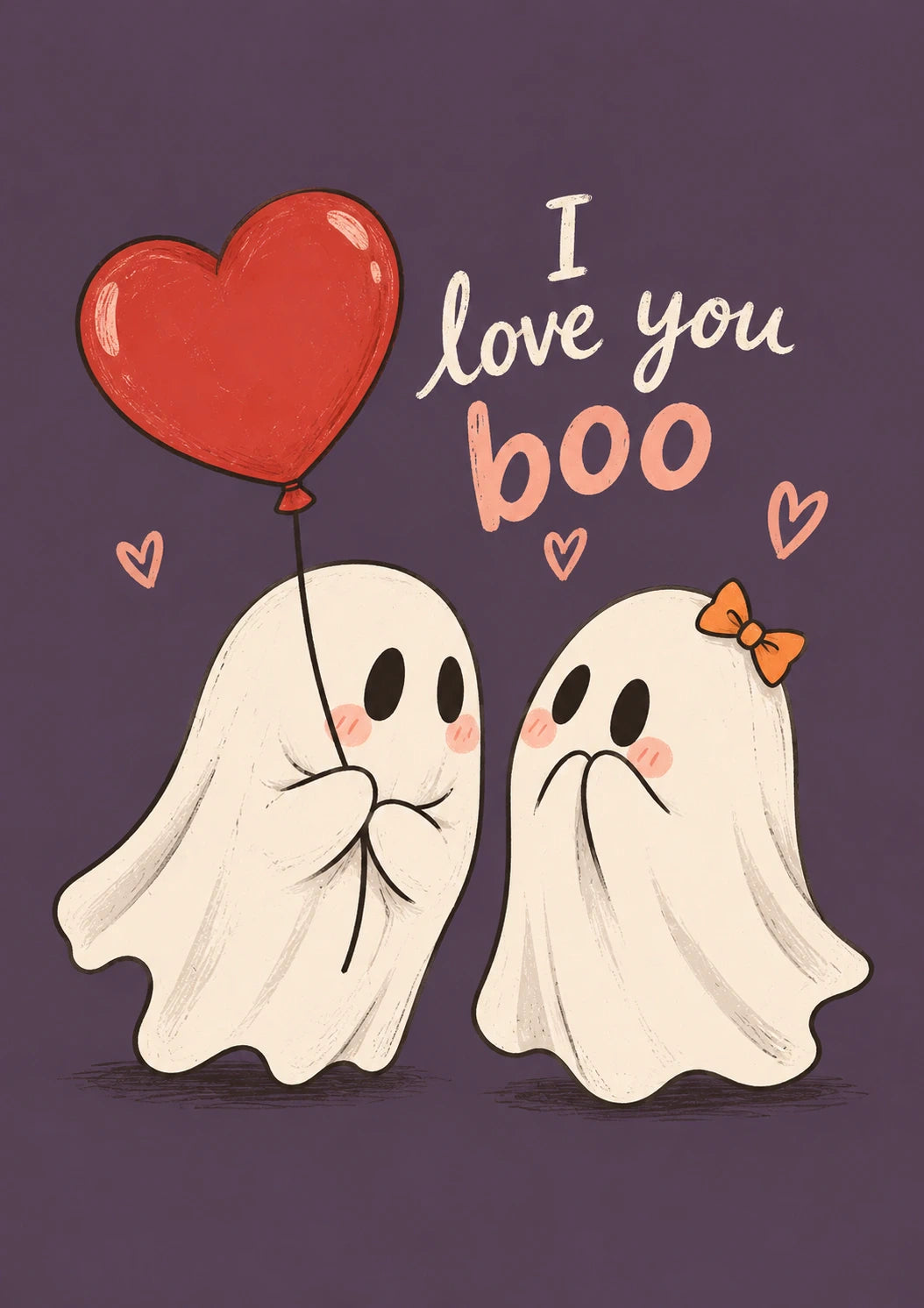 Cute Ghost Couple I Love You Boo Halloween Card