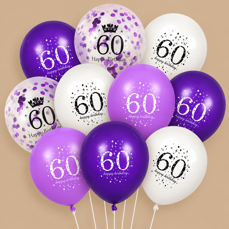Purple Crown 60th Birthday Balloon Pack 16s