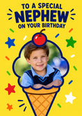 Load image into Gallery viewer, Ice Cream Cone Special Nephew Photo Upload Birthday Card for Him
