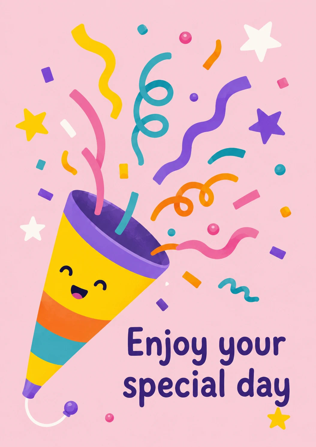 Colourful Confetti Popper 8th Birthday Card for Kids