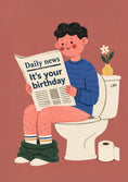 Load image into Gallery viewer, Funny Newspaper Headline on Toilet 30th Birthday Card for Him
