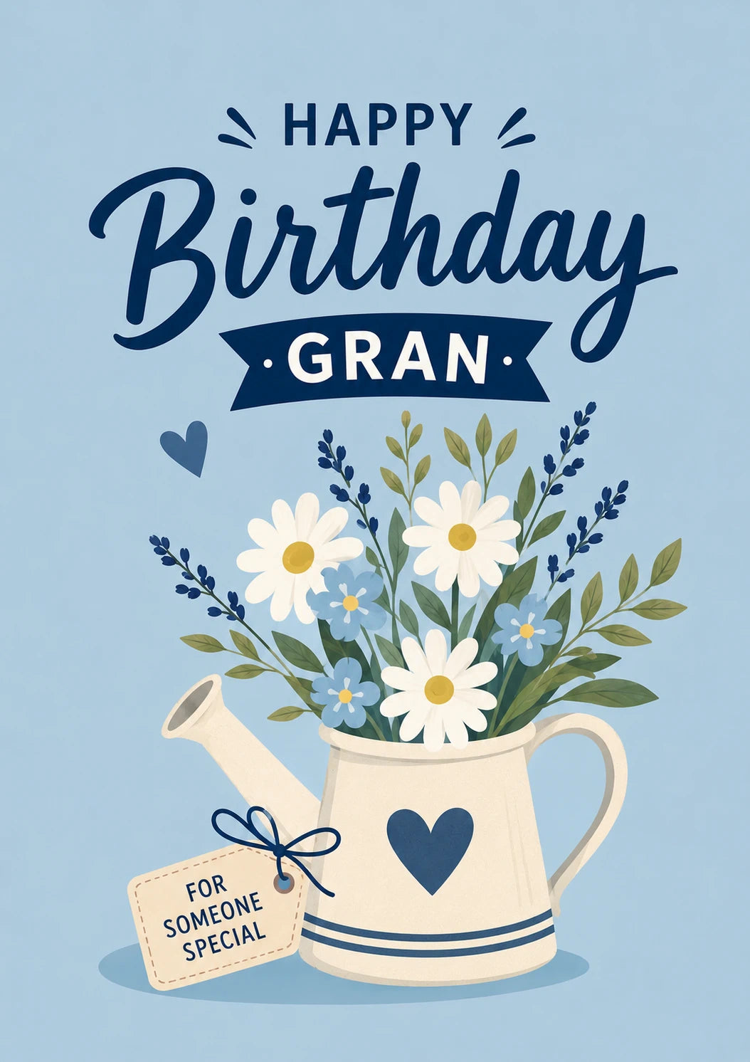 Cream Watering Can Floral Gran 90th Birthday Card for Her
