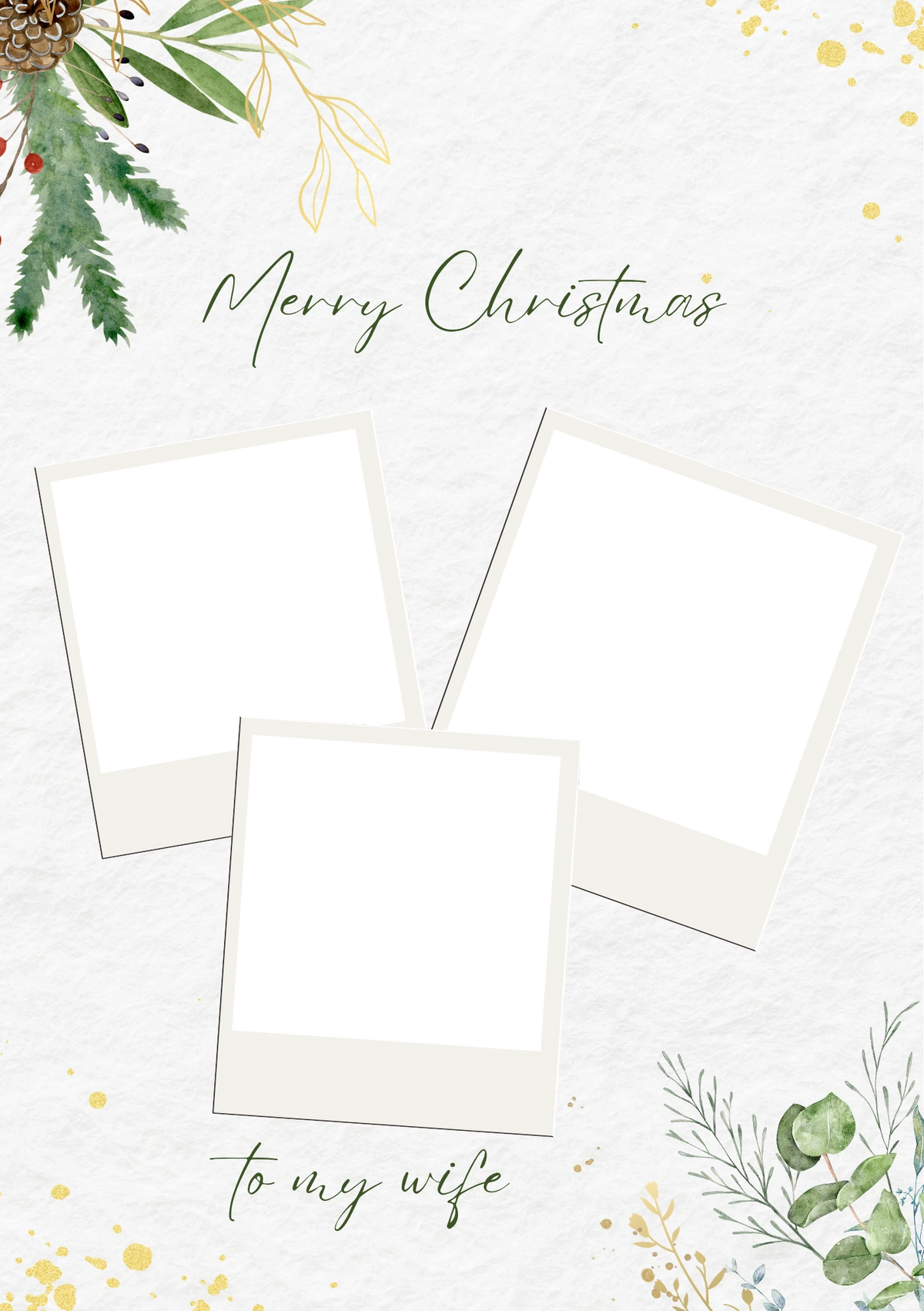 Botanical Polaroid Collage Photo Upload Christmas Card for Her