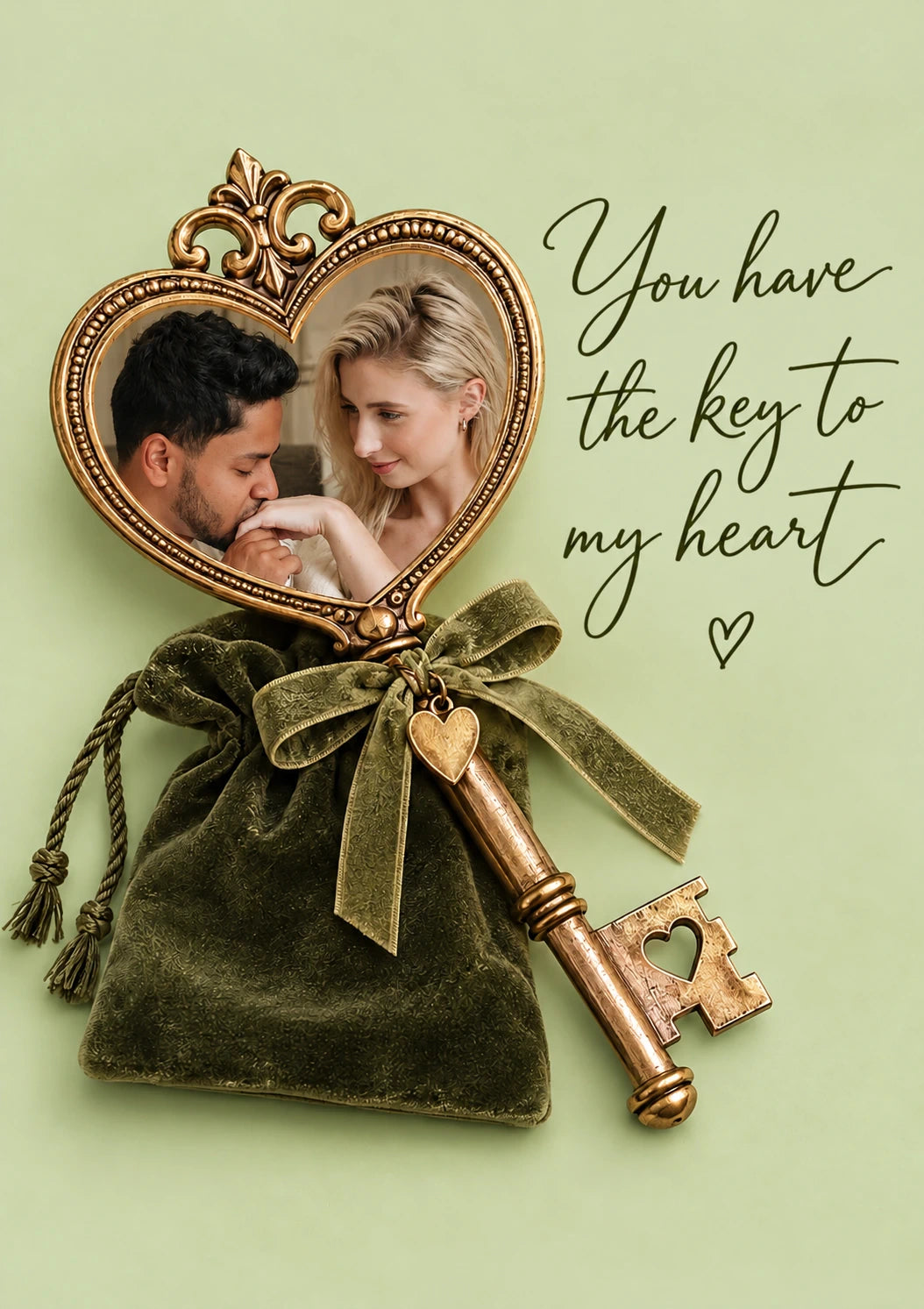 Key to My Heart Photo Upload Valentine's Day Card for Fiancée