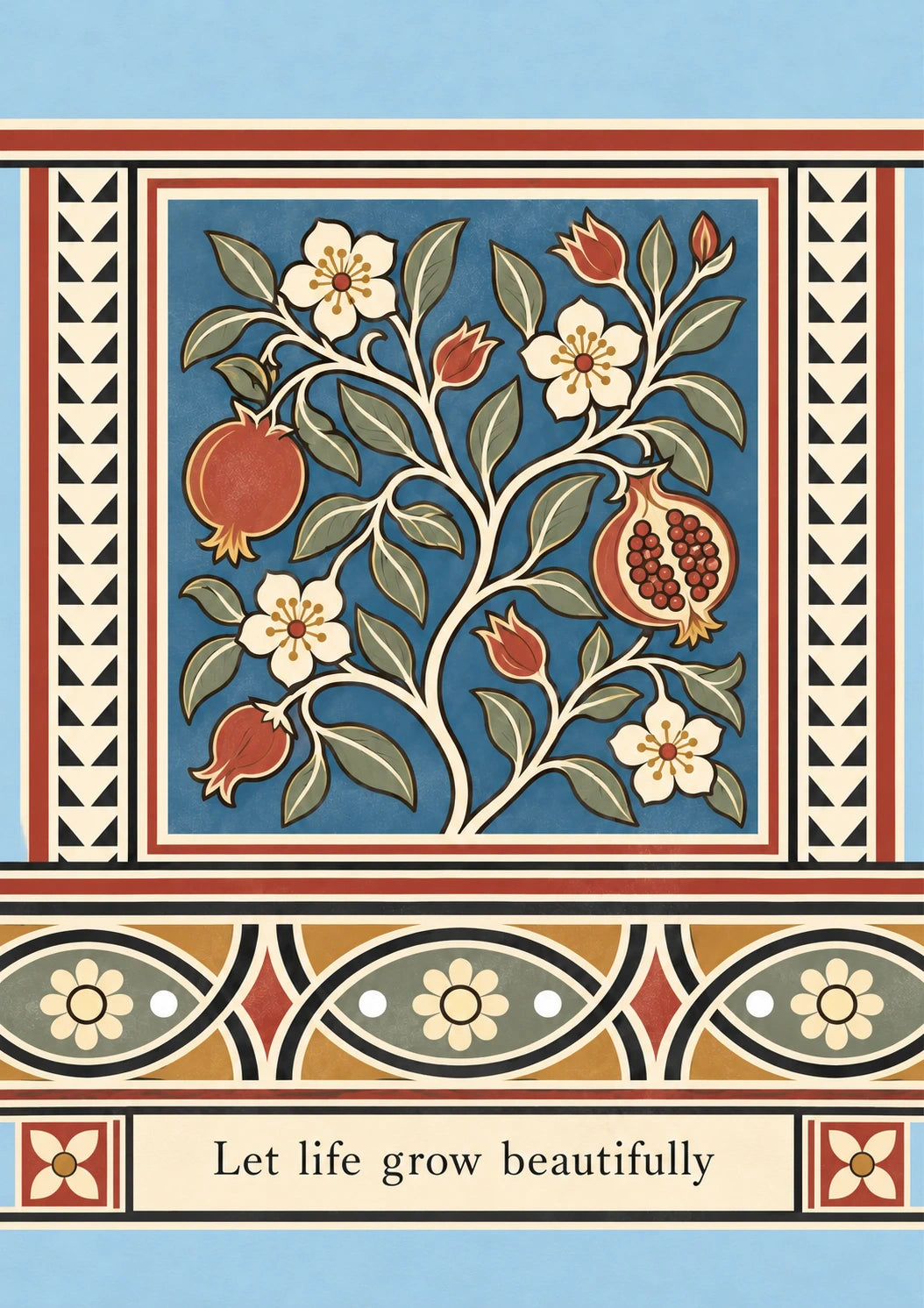 Pomegranate Botanical Tree of Life Graduation Card