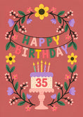 Load image into Gallery viewer, Floral Bunting Cake 35th Birthday Card for Her
