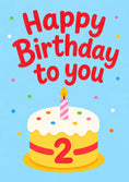 Load image into Gallery viewer, Colourful Cake and Candle 2nd Birthday Card
