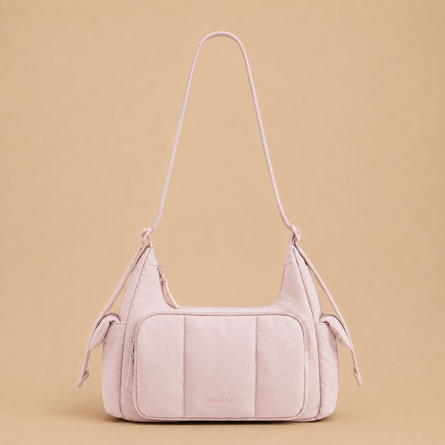 bagsmart Puffer Crossbody Hobo Shoulder Bag for Women - Baby Pink