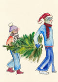 Load image into Gallery viewer, Couple Carrying Christmas Tree Anniversary Card
