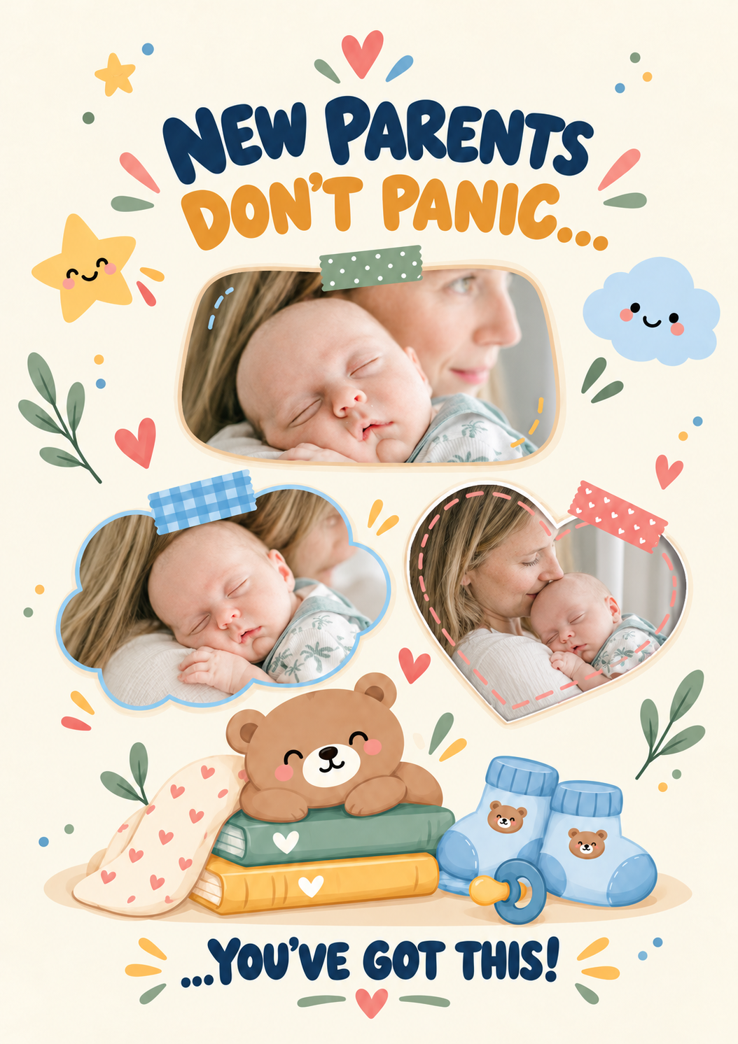Funny Don't Panic New Parents Photo Upload New Baby Card for Brother